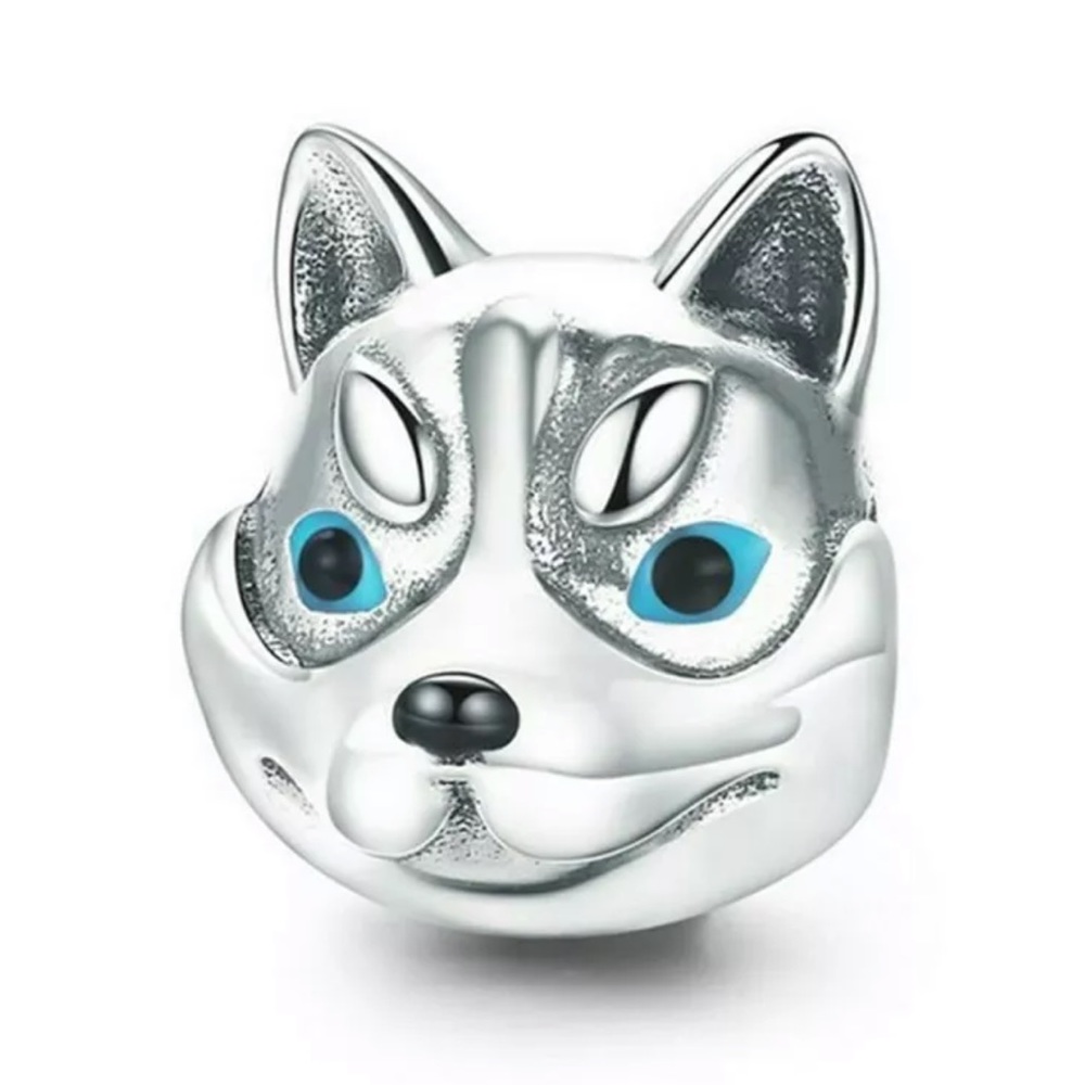 NEW•Silver Siberian Husky w/blue eyes DIY charm